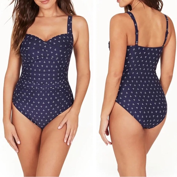Nip Tuck Anchor Joanne Twist Front Tummy Control One 1 Piece Swimsuit - Picture 1 of 10